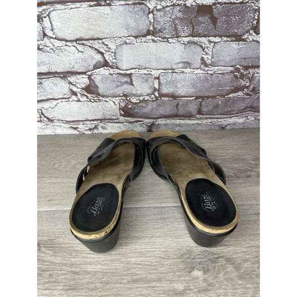 G.H. Bass & Co. MaryAnn Black Leather Wedge Slip On Sandals Women Sz 8M US/39EU - Picture 5 of 16